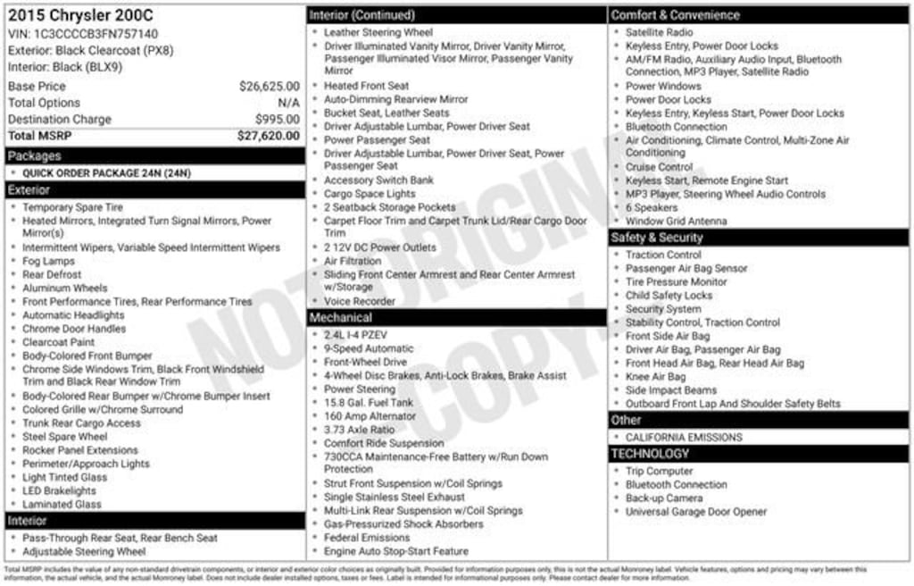 Used 2015 Chrysler 200 C