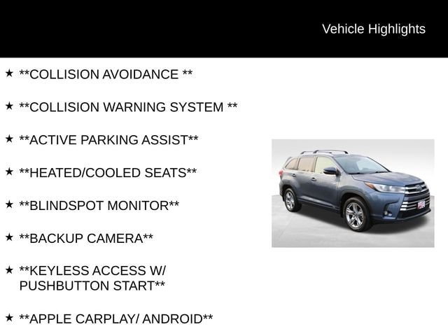 Used 2019 Toyota Highlander Limited with VIN 5TDDGRFH2KS055788 for sale in Austin, TX