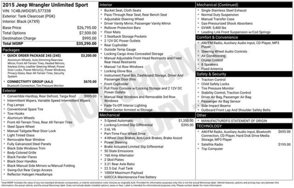 Used 2015 Jeep Wrangler Unlimited Sport