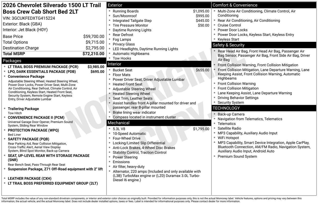 2026 Chevrolet Silverado 1500 LT Trail Boss Truck, photo 4