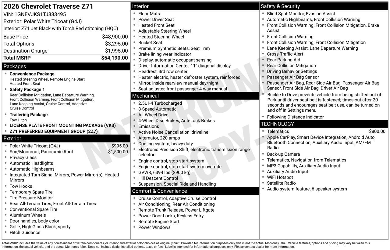 2026 Chevrolet Traverse Z71, photo 4