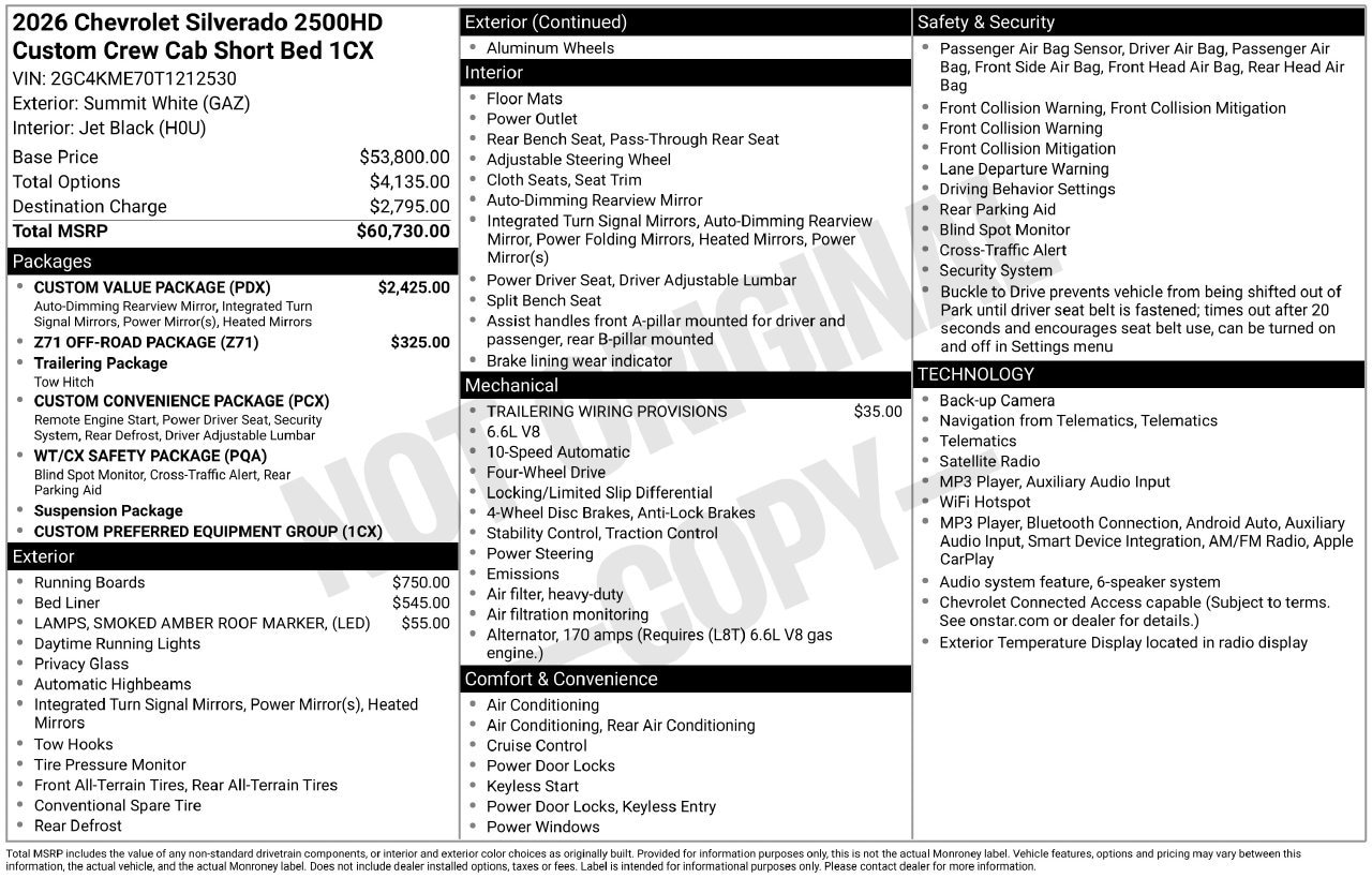 2026 Chevrolet Silverado 2500 HD Custom Truck, photo 5