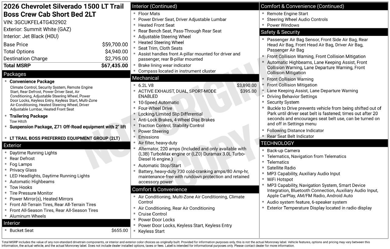 2026 Chevrolet Silverado 1500 LT Trail Boss, photo 5