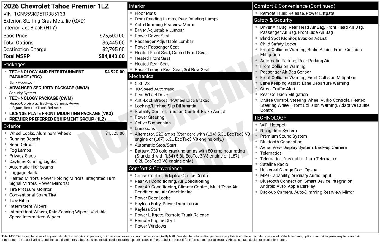 2026 Chevrolet Tahoe Premier, photo 5