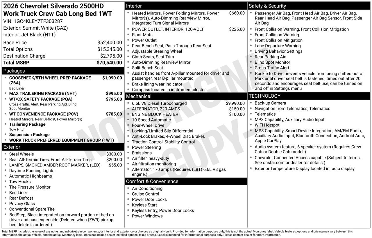 2026 Chevrolet Silverado 2500 HD WT Truck, photo 5