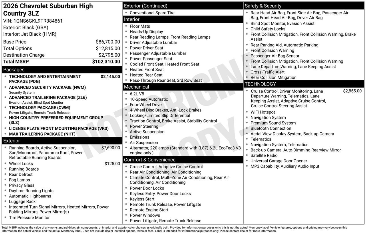 2026 Chevrolet Suburban High Country, photo 4