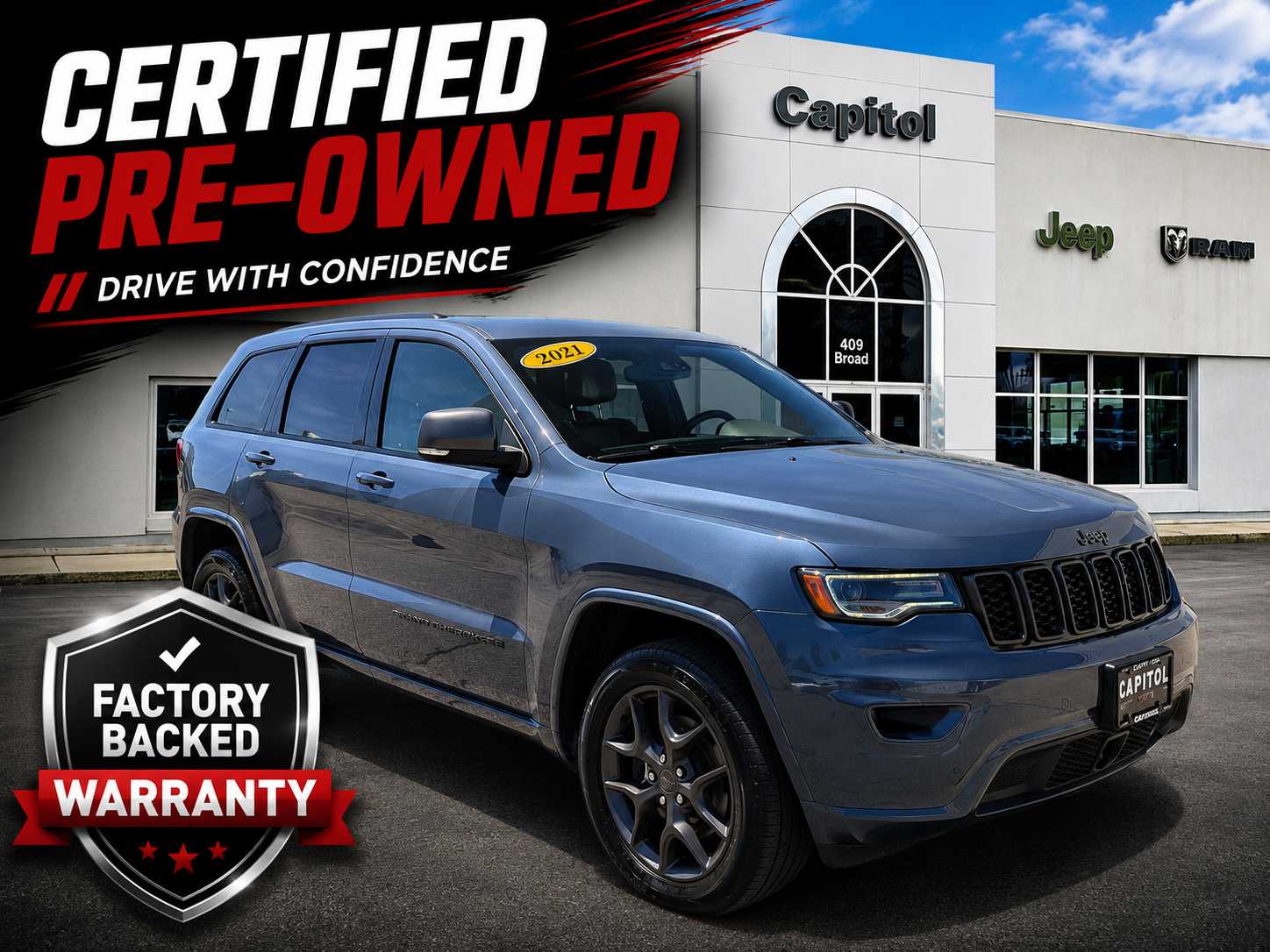 Slate Blue Pearlcoat 2021 Jeep Grand Cherokee SUV / Crossover Four-Wheel Drive Automatic