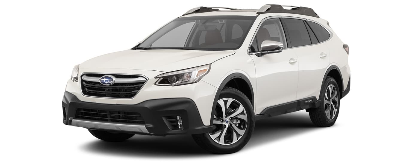 A white 2022 Subaru Outback Touring XT is angled left.