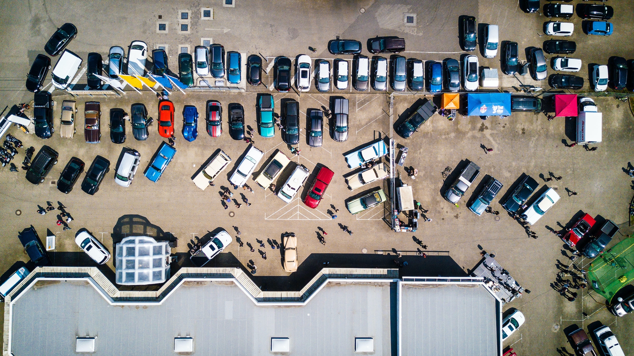 Car meet overhead view