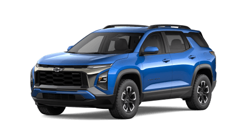 Front three-quarter view of a blue 2026 Chevy Equinox.