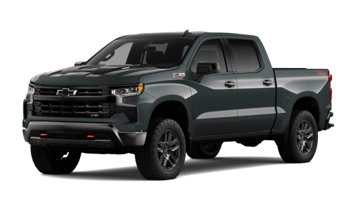 Front three-quarter view of a dark gray 2026 Chevy Silverado 1500.