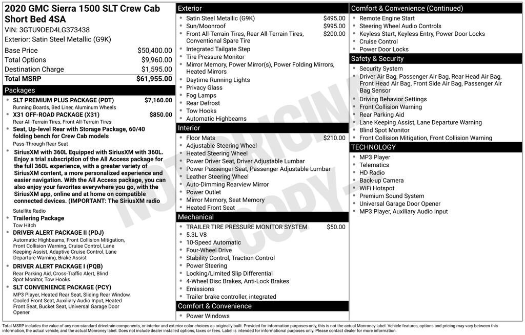 Used 2020 GMC Sierra 1500 SLT Truck