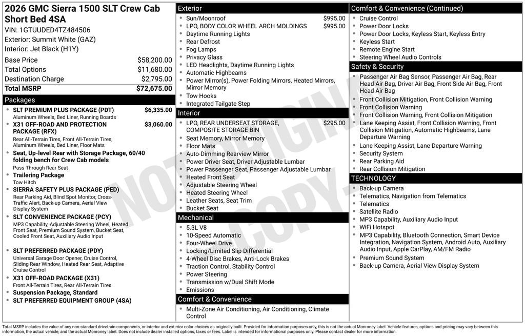 New 2026 GMC Sierra 1500 SLT Truck