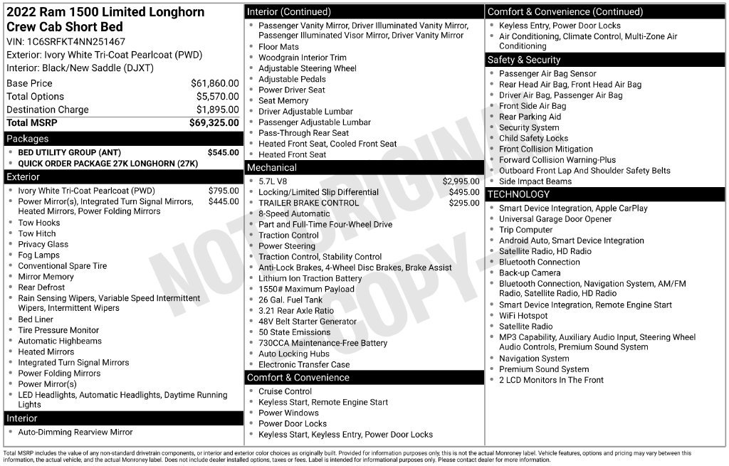 Used 2022 Ram 1500 Longhorn