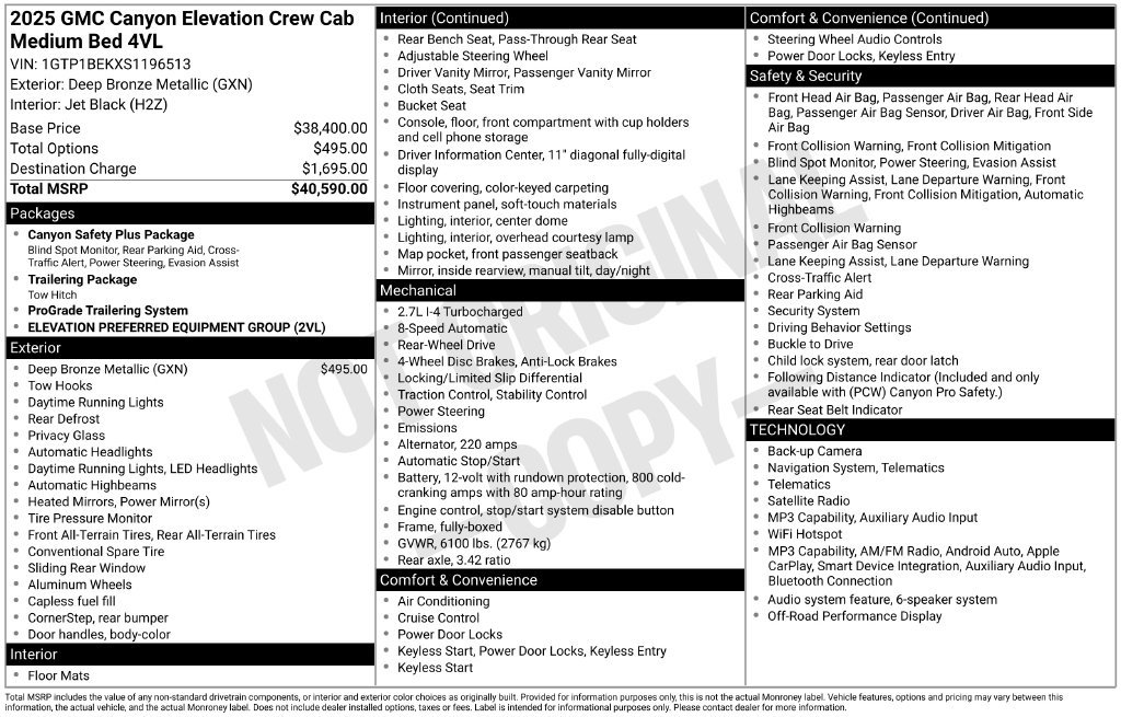 Used 2025 GMC Canyon Elevation Truck