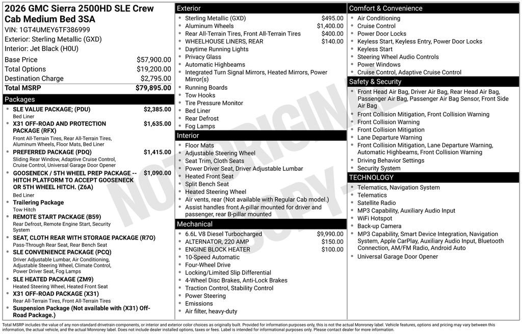 New 2026 GMC Sierra 2500 HD SLE Truck