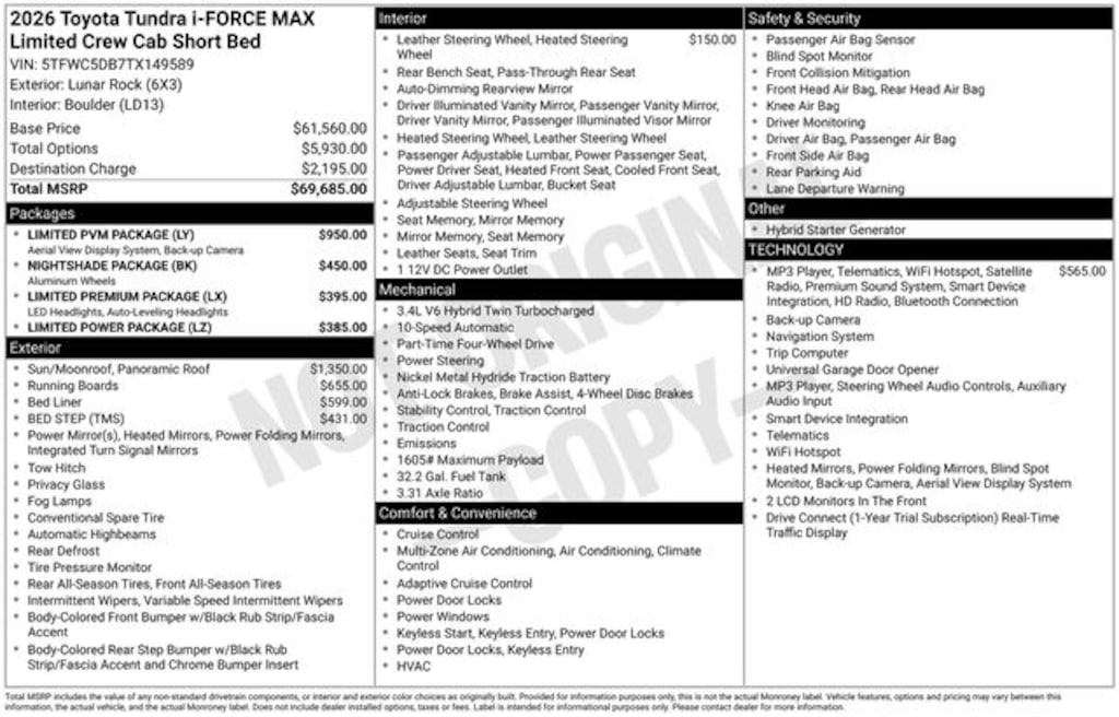 New 2026 Toyota Tundra i-FORCE MAX Limited i-FORCE MAX Truck CrewMax