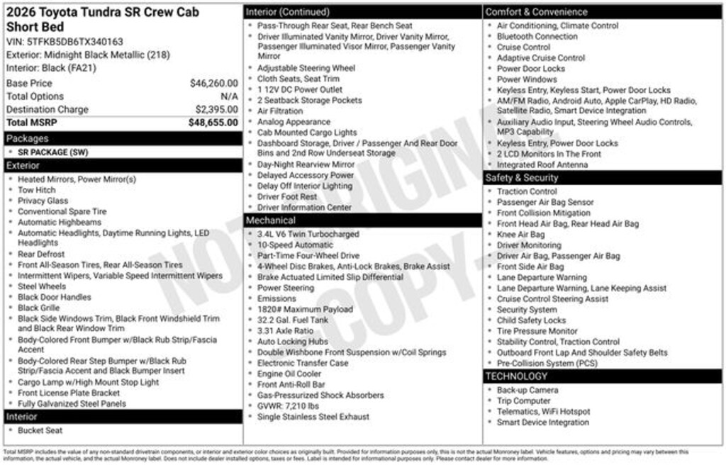 Used 2026 Toyota Tundra SR Truck CrewMax