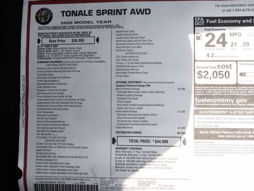 2026 Alfa Romeo Tonale Sprint - Photo 72