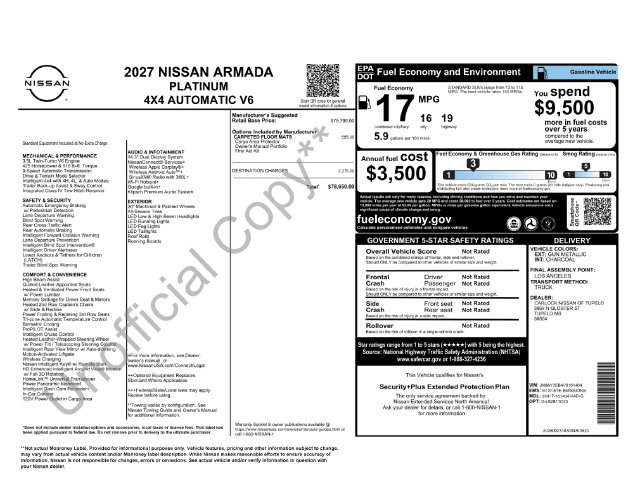 New 2027 Nissan Armada Platinum SUV