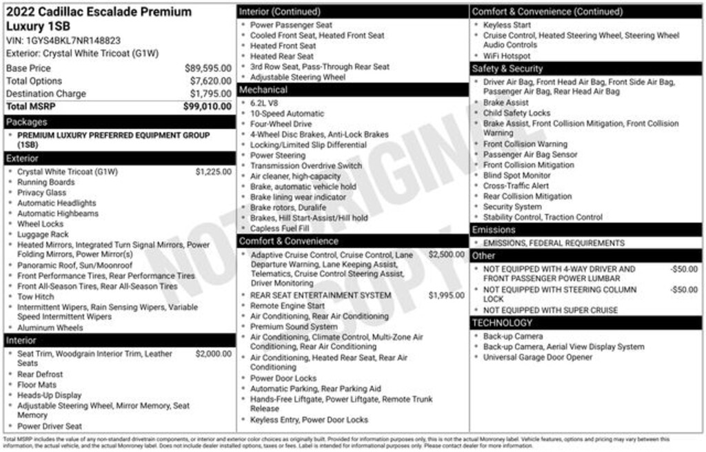 Used 2022 CADILLAC Escalade Premium Luxury SUV