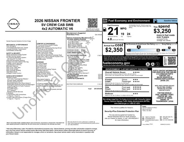 2026 Nissan Frontier's photo