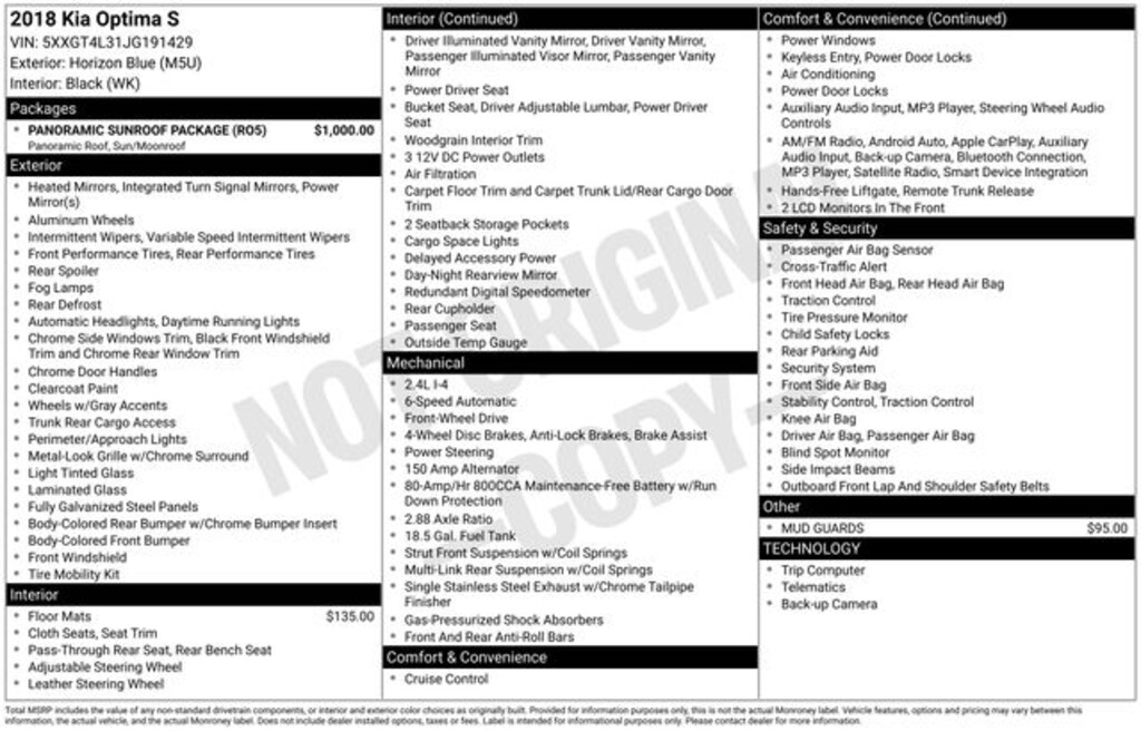 Used 2018 Kia Optima S Sedan