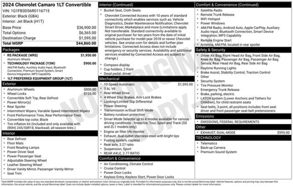 Used 2024 Chevrolet Camaro 1LT Convertible