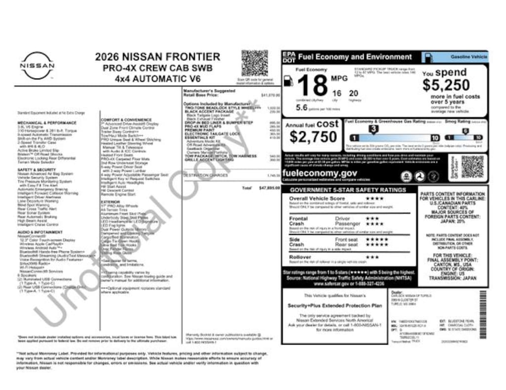 New 2026 Nissan Frontier PRO-4X Truck Crew Cab