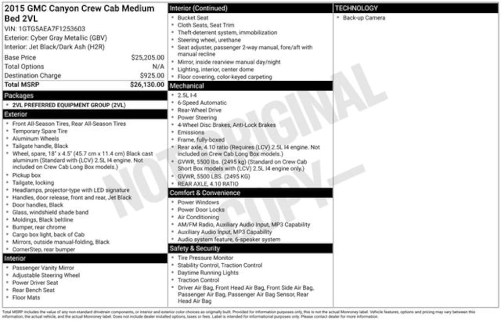 Used 2015 GMC Canyon Base Truck Crew Cab