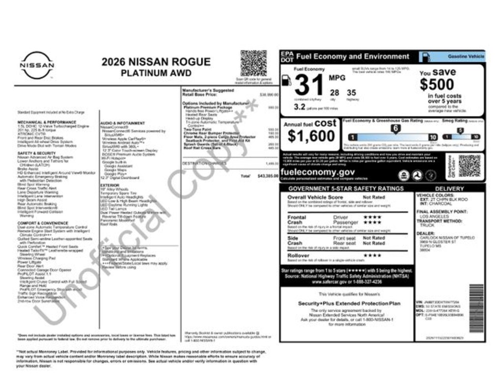 New 2026 Nissan Rogue Platinum SUV