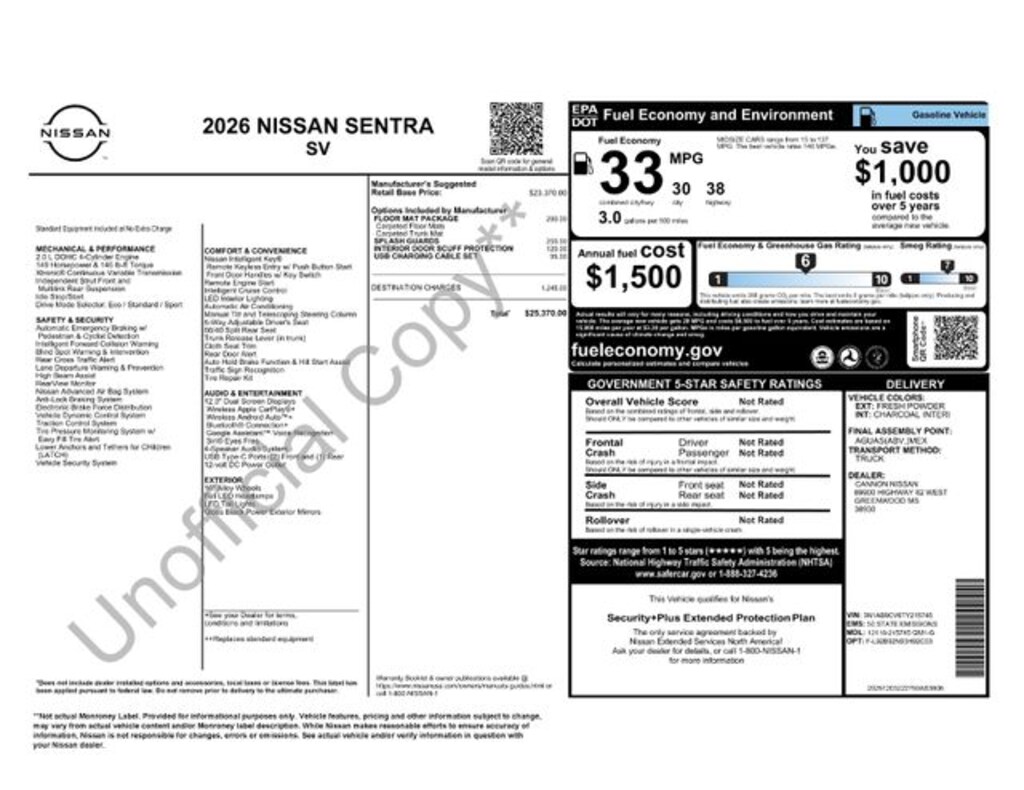 Used 2026 Nissan Sentra SV Sedan