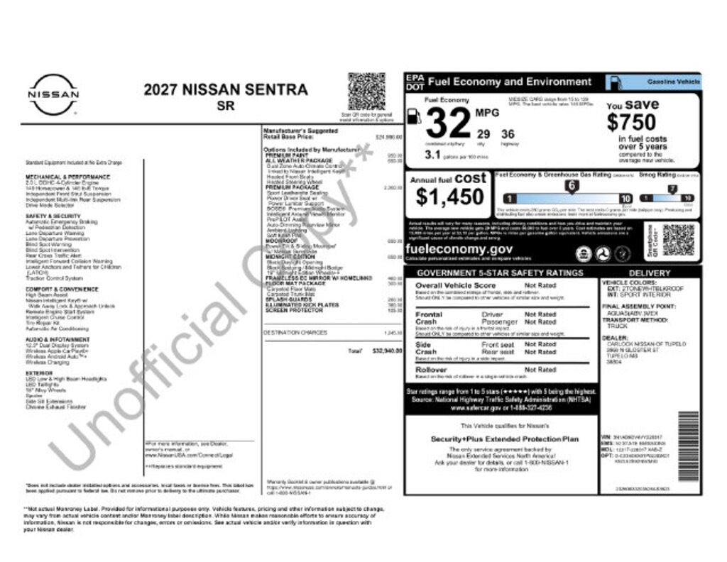 New 2027 Nissan Sentra SR Sedan
