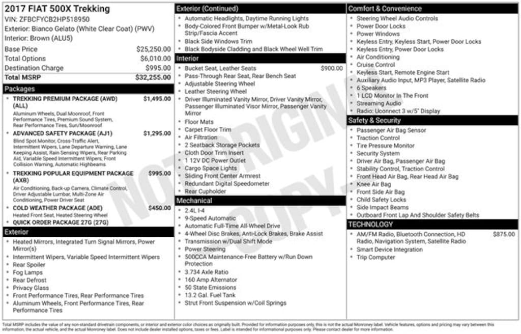 Used 2017 FIAT 500X Trekking SUV