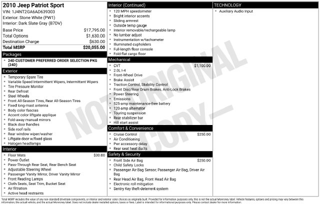 Used 2010 Jeep Patriot Sport SUV