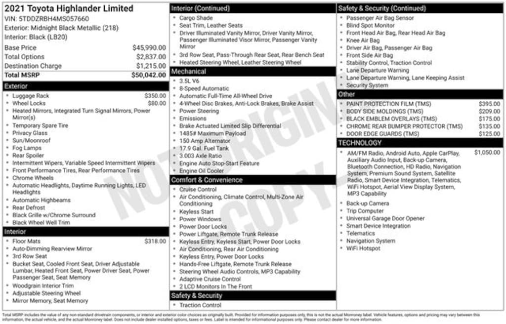 Used 2021 Toyota Highlander Limited SUV
