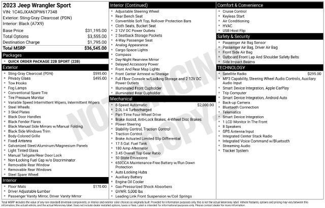 2023 Jeep Wrangler 2-Door Sport