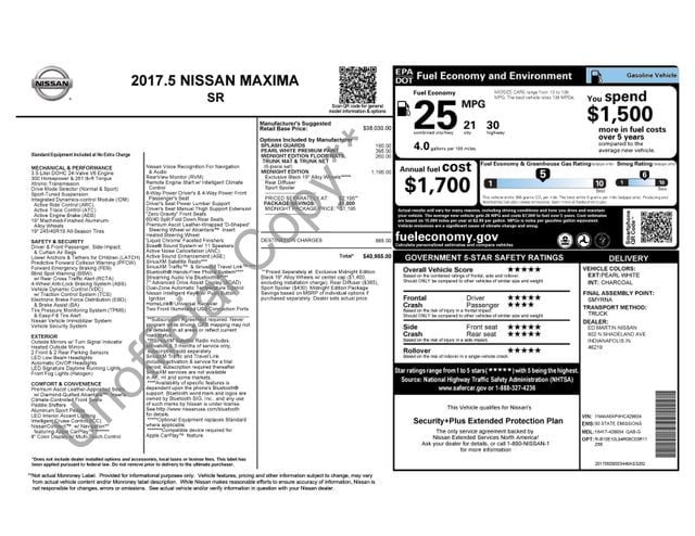2017 Nissan Maxima SR FWD photo