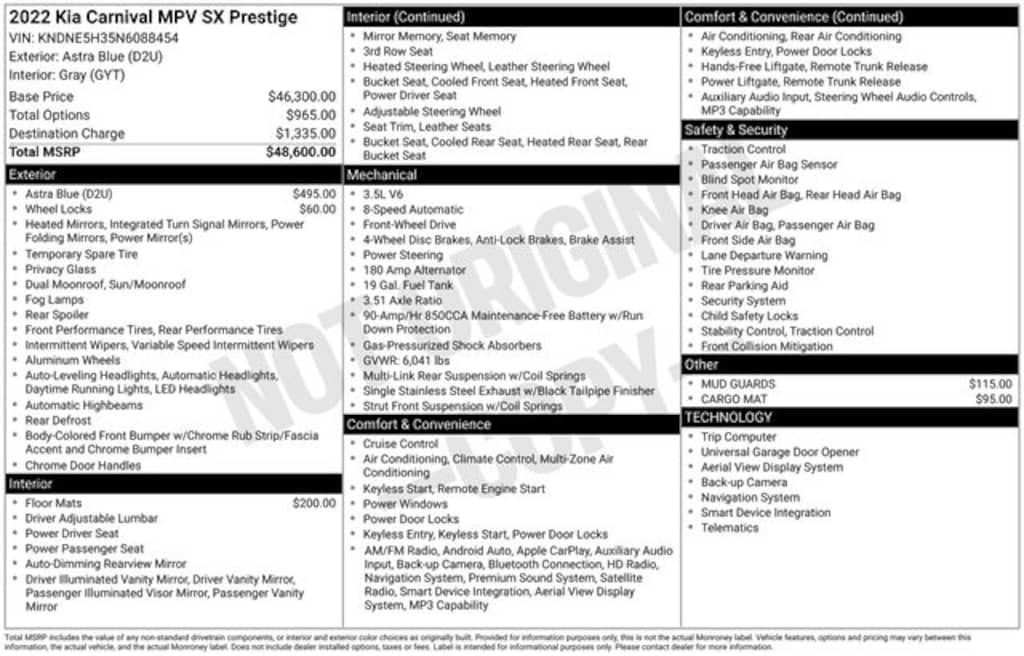Used 2022 Kia Carnival SX Prestige MPV
