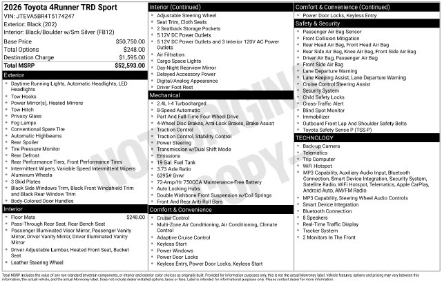 2026 Toyota 4Runner TRD Sport SUV