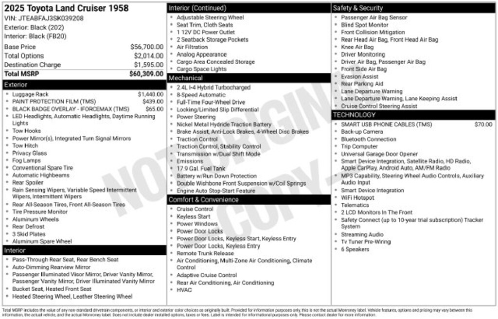 Used 2025 Toyota Land Cruiser 1958 SUV