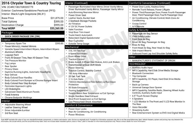 2016 Chrysler Town & Country Touring