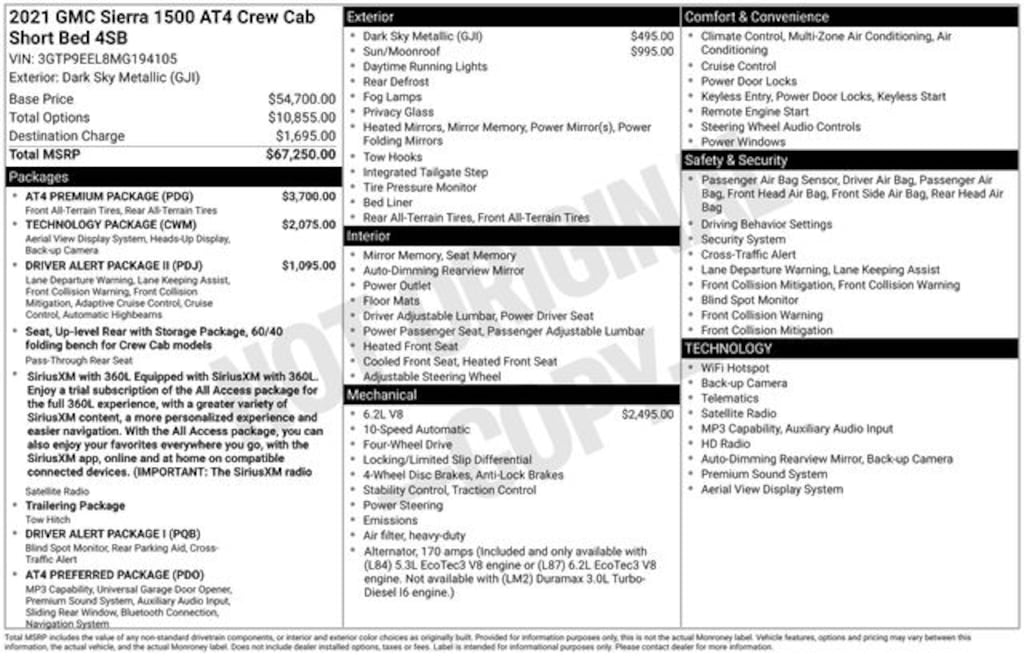 Used 2021 GMC Sierra 1500 AT4 Truck Crew Cab