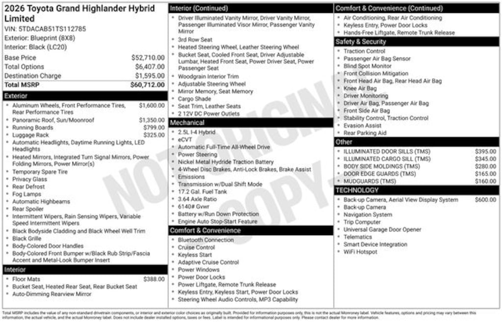 New 2026 Toyota Grand Highlander Hybrid Limited SUV