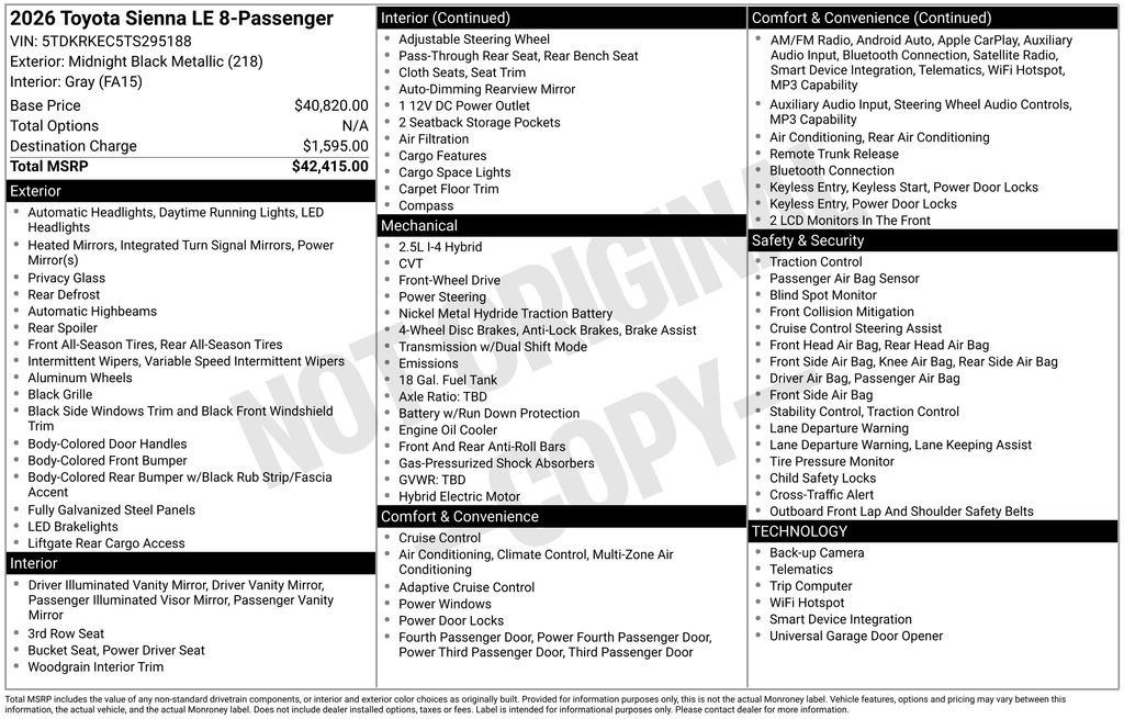 2026 Toyota Sienna's photo