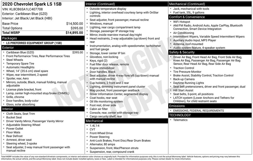 2020 Chevrolet Spark LS