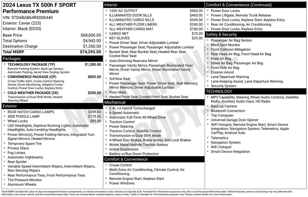 2024 Lexus TX 500h F Sport Premium