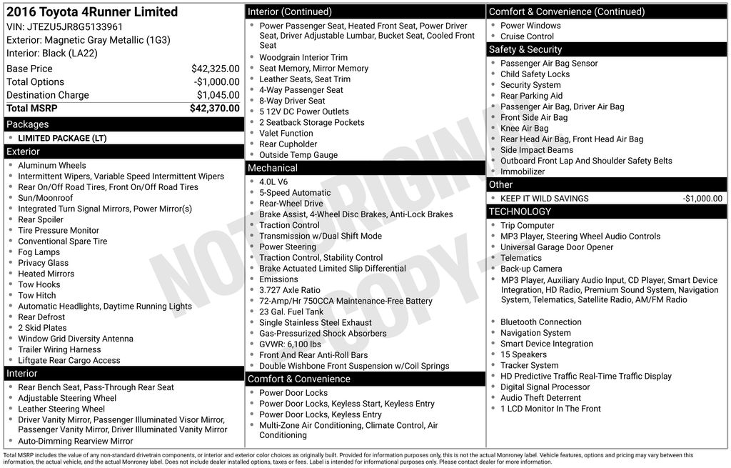 2016 Toyota 4Runner Limited