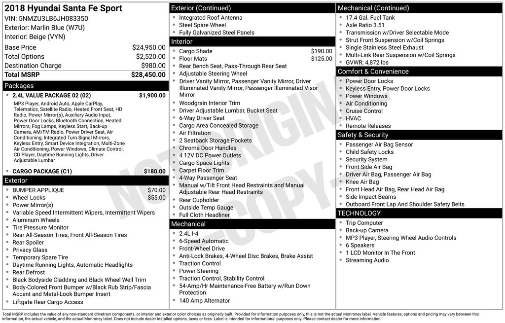 2018 Hyundai Santa Fe Sport 2.4L