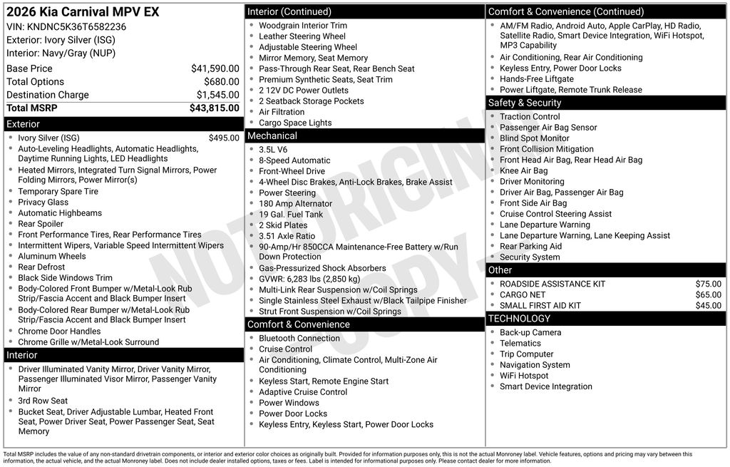 2026 Kia Sedona EX's photo